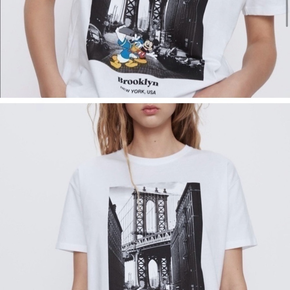 Zara Disney Small Graphic T-Shirt with Brooklyn Print